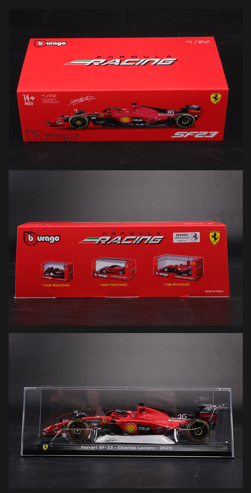 Bburago 1/24 Ferrari Formula Racing Car Acrylic Display Case Modern Car Model