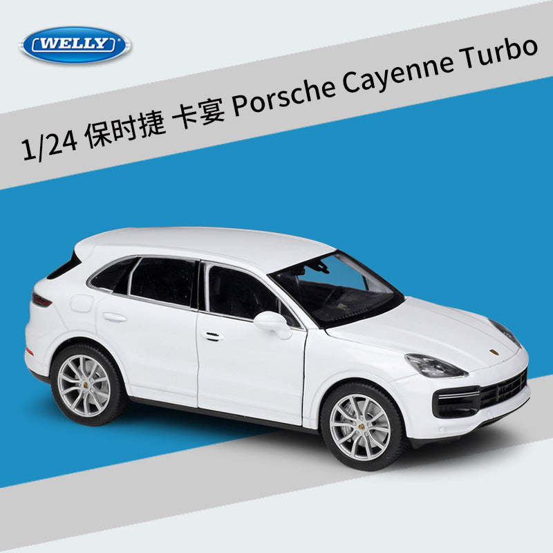 Porsche Cayenne Turbo 2018 Zwart – Schaalmodel 1:24 Van Welly, Met Openingsdetails