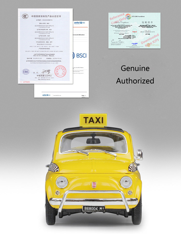 WELLY 1/24 Fiat Nuova 500 Taxi Classic Car Model – OMEGA DIECAST