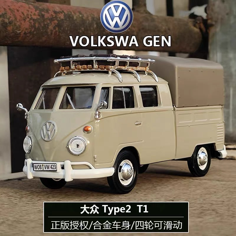 1:24 VW (T1) - Pickup with Roof Rack + Suit Case + Tarpaulin Cover