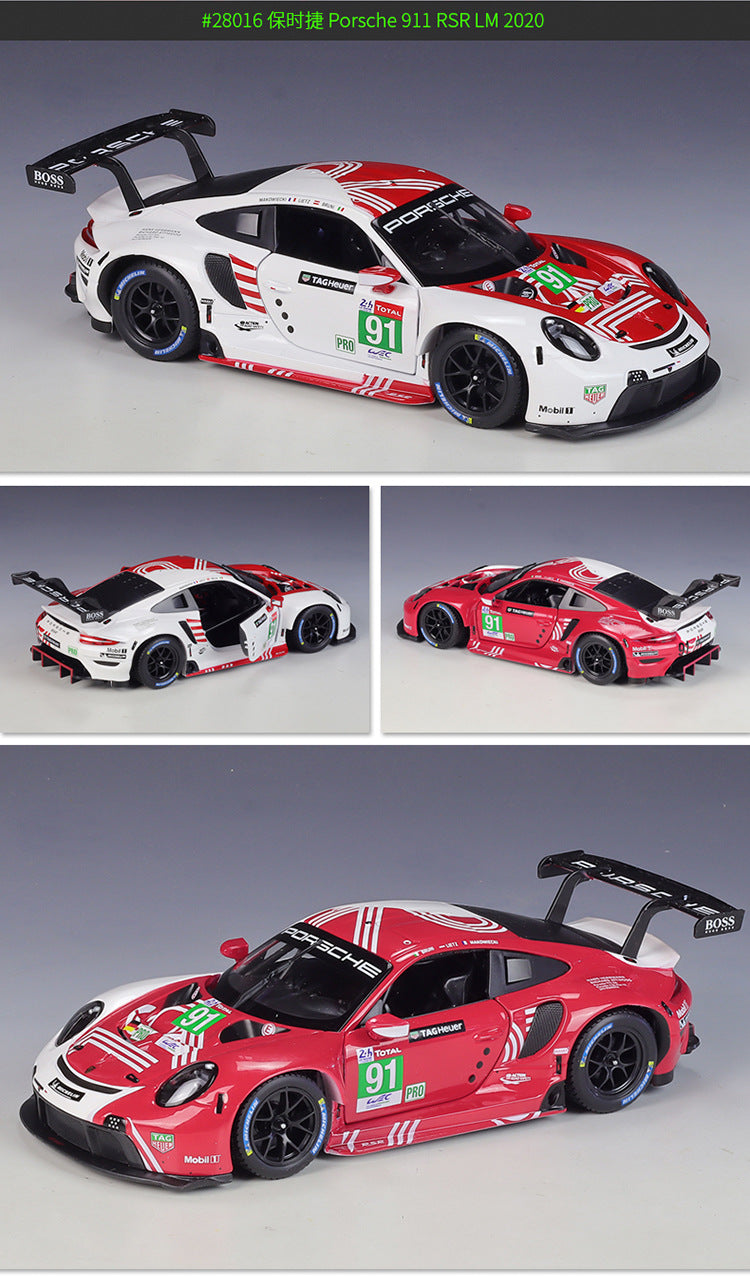 Bburago 1/24 Porsche 963 911 RSR Dakar 918 Modern Car Model
