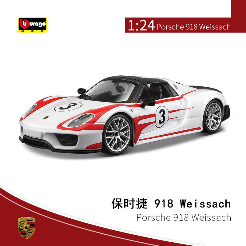 Bburago 1/24 Porsche 963 911 RSR Dakar 918 Modern Car Model